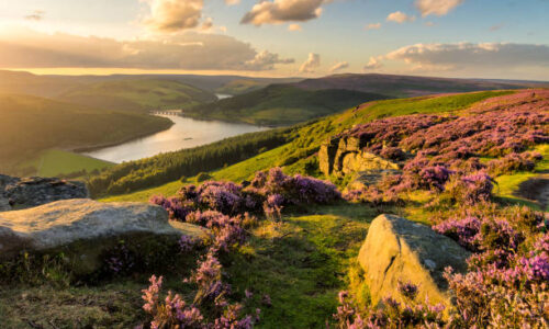 Countryside view of hills in the Peak District National Park, UK