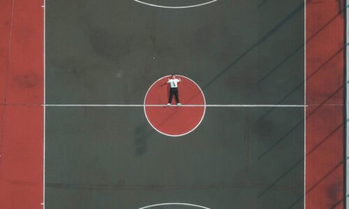 Basketball cout ariel view